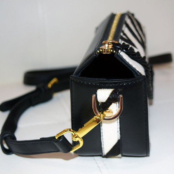 NEW TOPSHOP BRODY BOXY CROSSBODY BAG IN BLACK MULTI PRINT CALF HAIR - Picture 6 of 10